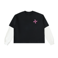 Layered Contrast Sleeve Cotton T-Shirt